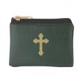  EMERALD LEATHER TEXTURED ZIPPER ROSARY POUCH (2 PC) 
